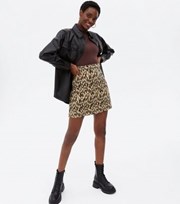 New Look Brown Leopard Print High Waist Mini Skirt